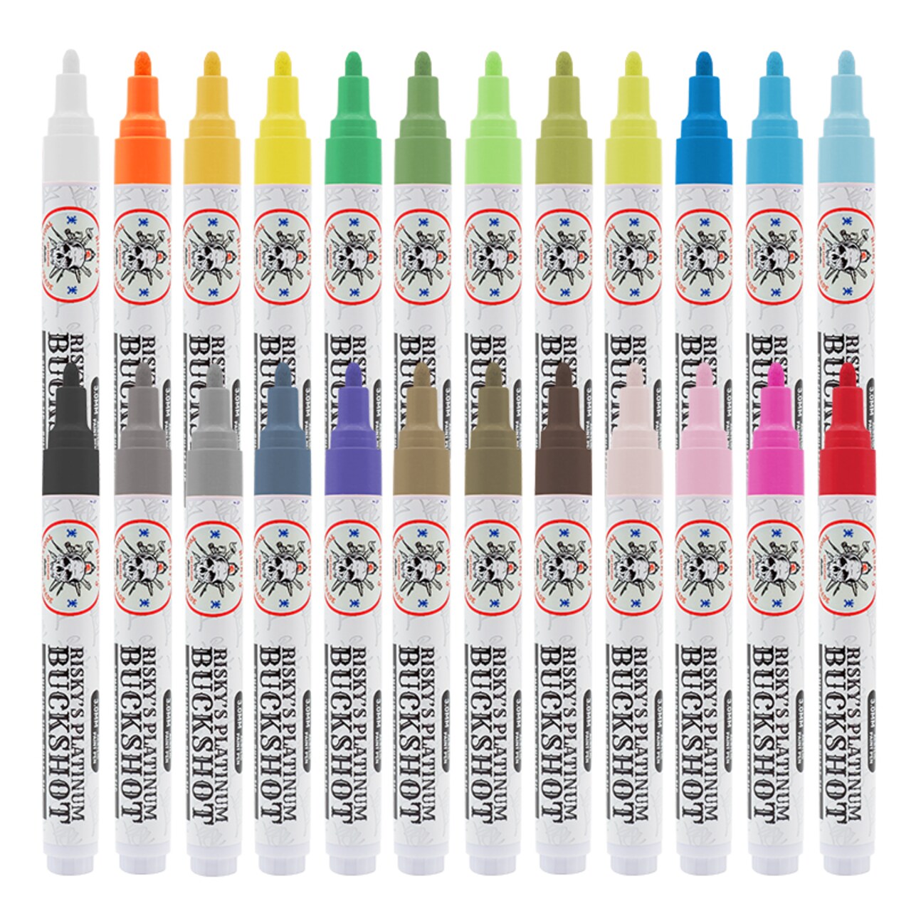 Risky&#x27;s Tools of the Trade Platinum 3mm Buckshot Acrylic Paint Pens 26 Pack for Graffiti or Fine Art